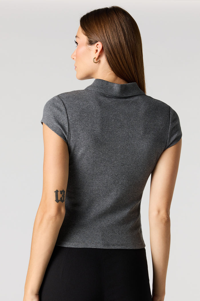 Ribbed Button-Up Classic Top