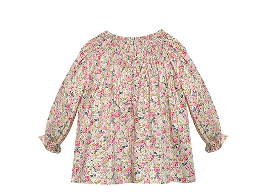 RN PInk Rose Smocked L/S Bernadette Blouse
