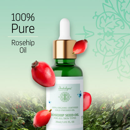 Rosehip Oil - 100% Cold Pressed Oil, Repairs & Brightens, for Oily Skin (30ml)