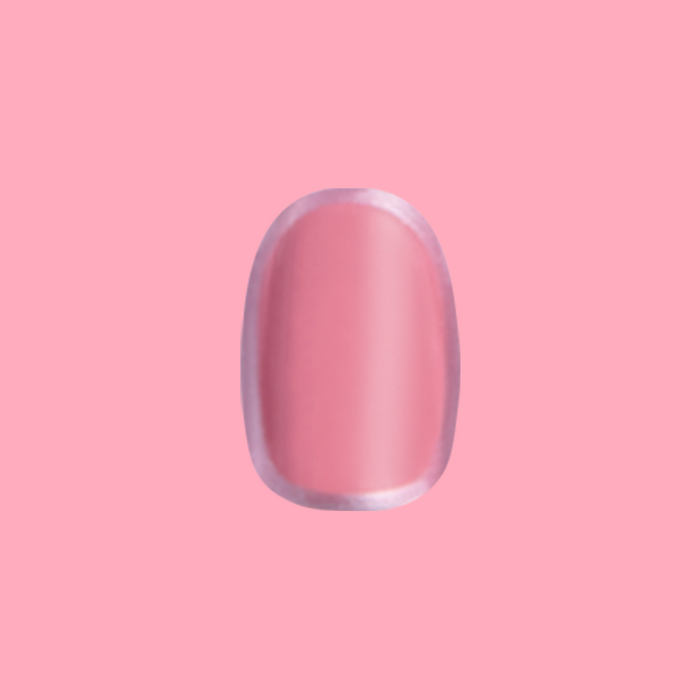 Rosewood Chrome Outline - Press-On | Short | Round pinky-brown nail with a subtle shimmering chrome edge for quick at-home mani