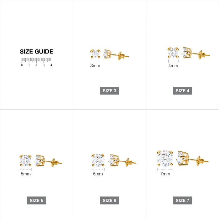 Round Cubic Zirconia Screw Back Earring Gold - ikatehouse