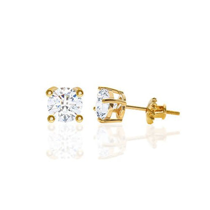 Round Cubic Zirconia Screw Back Earring Gold - ikatehouse