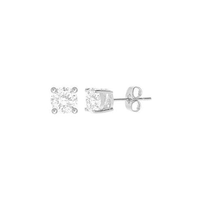 Round Cubic Zirconia Stud Earring Sliver - ikatehouse