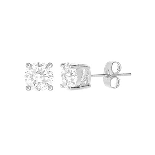 Round Cubic Zirconia Stud Earring Sliver - ikatehouse