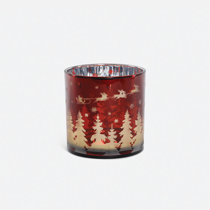 Santa and Sleigh Glass Hurricane - 6"