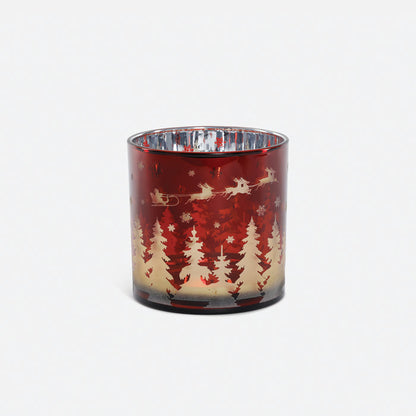 Santa and Sleigh Glass Hurricane - 6"