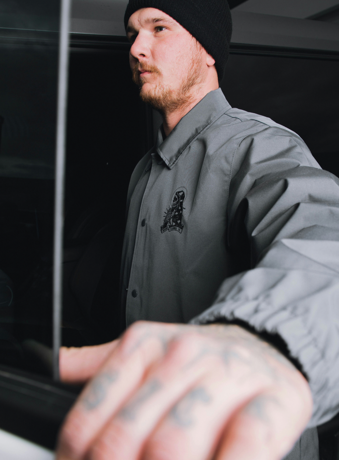 Santa Muerte Coaches Jacket - Black/Gray