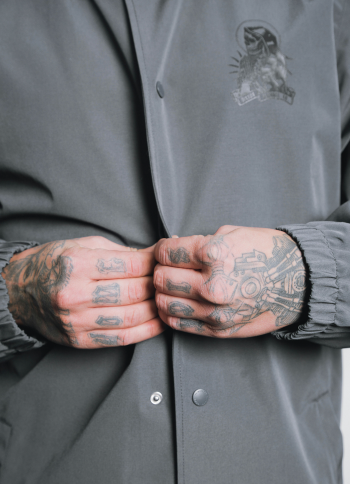 Santa Muerte Coaches Jacket - Black/Gray