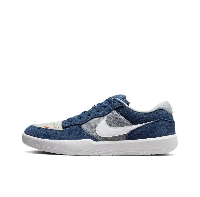 Nike SB Force 58 low-top skate sneakers, blue and white with white swoosh