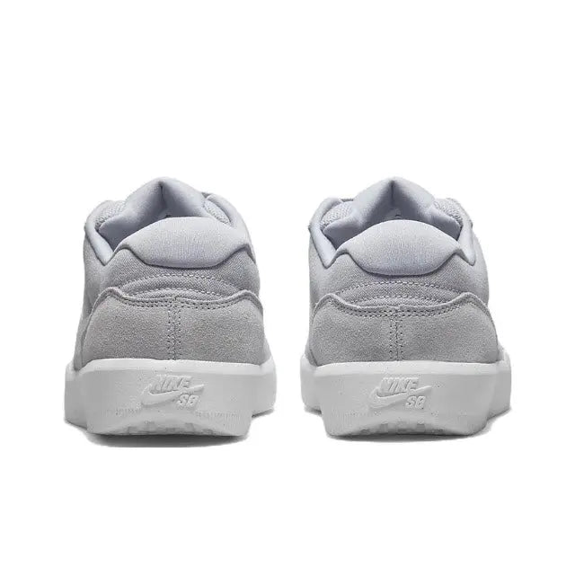 Nike SB Force 58 heel view, wolf grey upper with padded collar and white trim