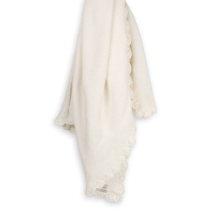 Scallop Edge Classic Knit Baby Blanket + Bunny Rattle SET -  by Carlyle Avenue