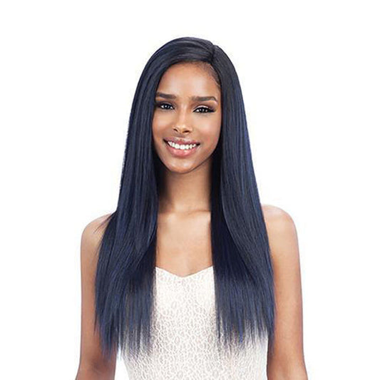 SHAKE N GO EQUAL Freedom Part wig long straight dark blue synthetic lace front wig with middle part
