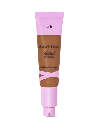 Tarte shape tape cloud cream foundation tube with pink cap on a white background