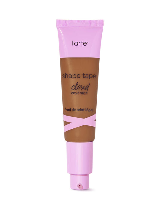 Tarte shape tape cloud cream foundation tube with pink cap on a white background