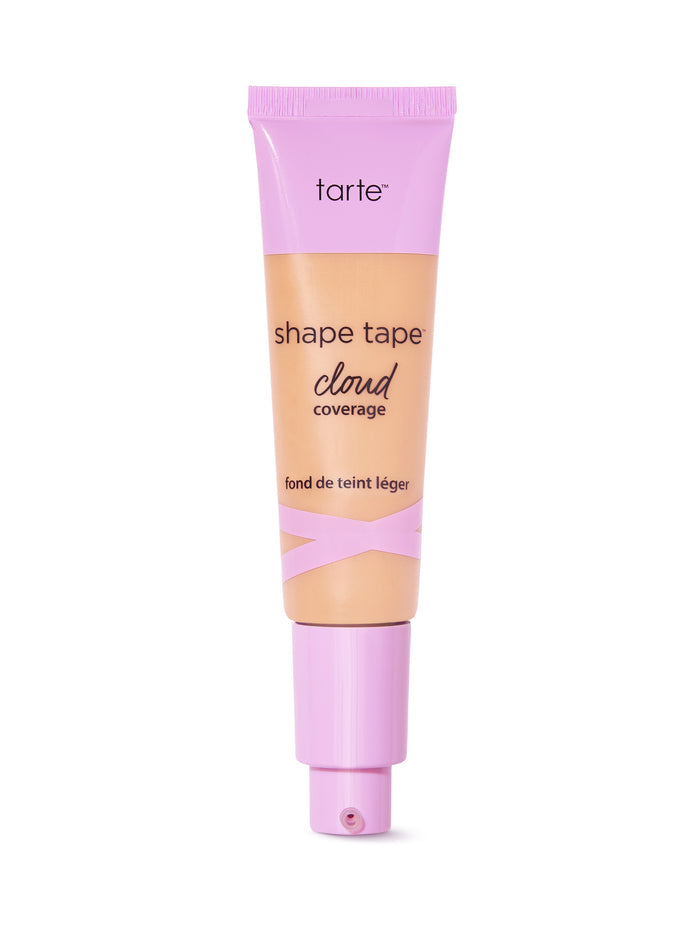 Tarte shape tape cloud cream foundation tube with pink cap on a white background