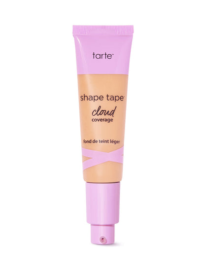 Tarte shape tape cloud cream foundation tube with pink cap on a white background