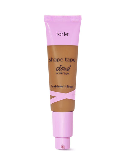 Tarte shape tape cloud cream foundation tube with pink cap on a white background