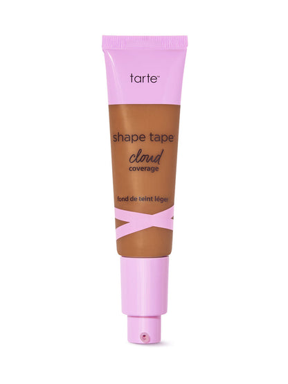 Tarte shape tape cloud cream foundation tube with pink cap on a white background