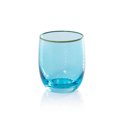 Sicilian Swirl Glassware with Colored Rim - Azul & Green - CARLYLE AVENUE