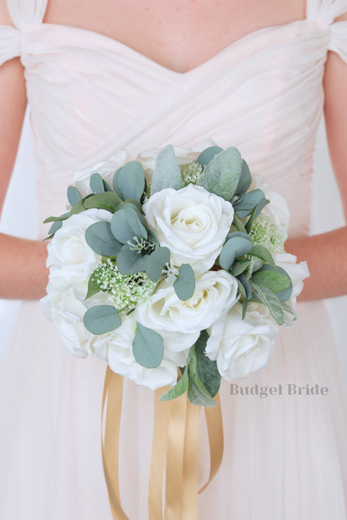 Silk Wedding Bouquet in all White - $170.00 | Westport Collection