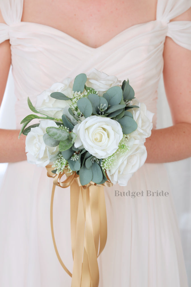 Silk Wedding Bouquet in all White - $170.00 | Westport Collection