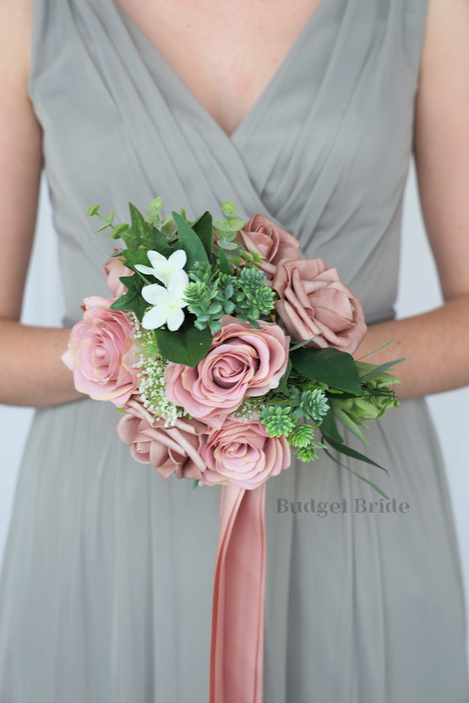 Silk Wedding Bouquet in Dusty Rose and Mauve - $170.00 | Amire Collection