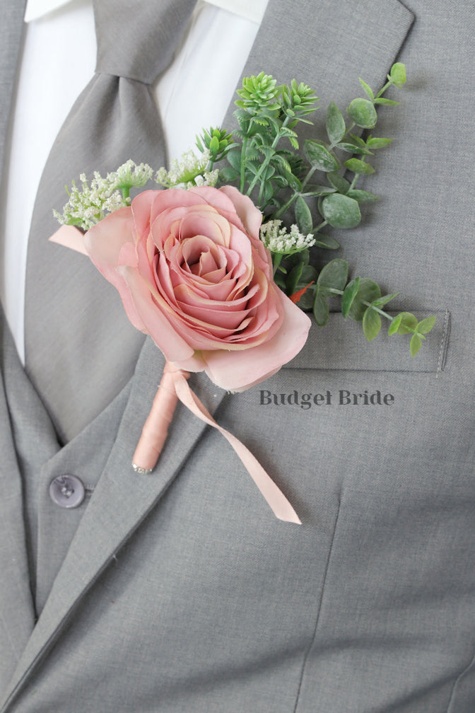 Silk Wedding Bouquet in Dusty Rose and Mauve - $170.00 | Amire Collection