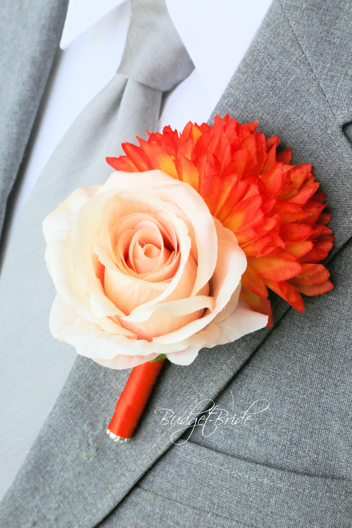 Silk Wedding Bouquet in Peach and Orange - $95.00 | Newark Collection