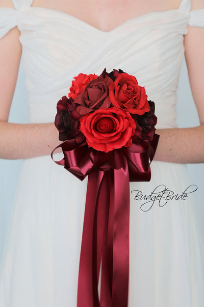 Silk Wedding Bouquet in Red and Black - $170.00 | Dease Collection
