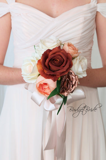 Silk Wedding Bouquet in Rust - $65.00 | Fountain