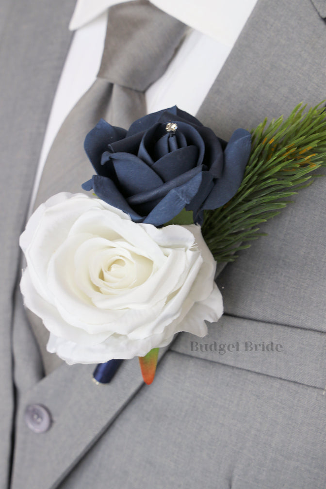 Silk Wedding Bouquet with Navy and White - $39.50 | Resin Collection