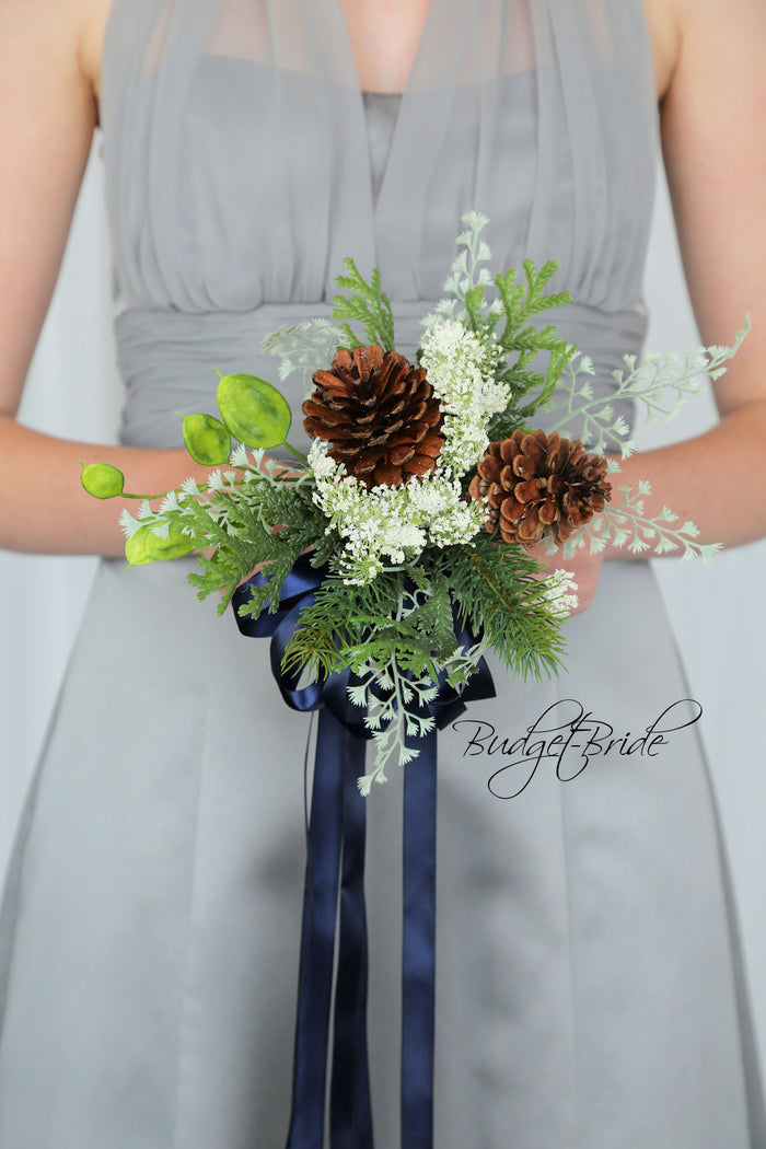 Silk Wedding Bouquet with Pine Cones - $50.00 | Pine Cone Collection