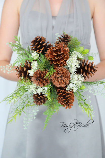 Silk Wedding Bouquet with Pine Cones - $50.00 | Pine Cone Collection