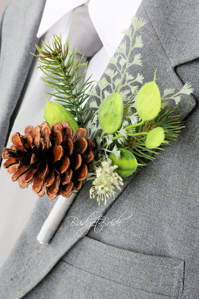 Silk Wedding Bouquet with Pine Cones - $50.00 | Pine Cone Collection