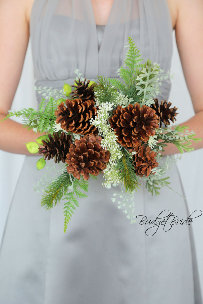 Silk Wedding Bouquet with Pine Cones - $75.00 | Pine Cone Collection