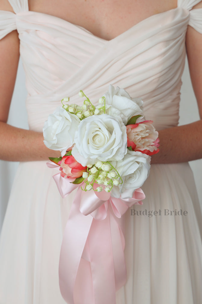 Silk Wedding Bouquet with Pink Peonies  - $39.50 | Zach Collection