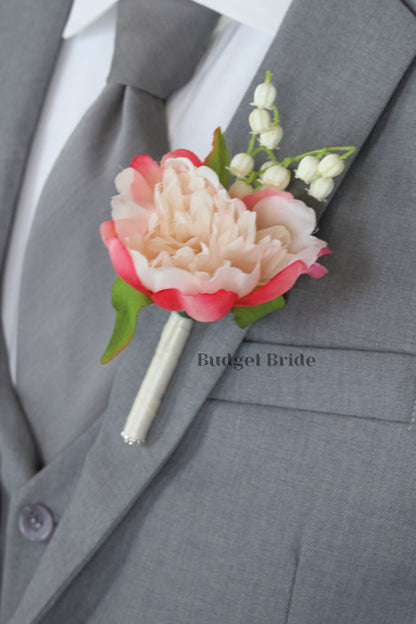 Silk Wedding Bouquet with Pink Peonies  - $95.00 | Zach Collection