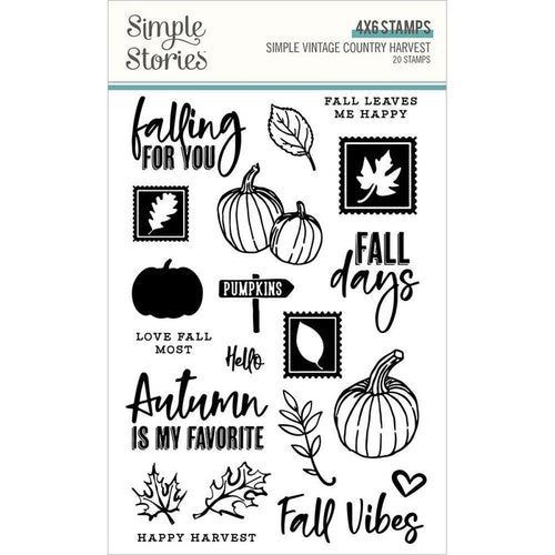Simple Stories - Simple Vintage Country Harvest - Photopolymer Clear Stamps. this stamp set includes 20 Stamps. made in USA. Available at Embellish Away located in Bowmanville Ontario Canada.