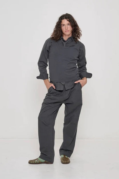 Slate Peach Fuzz Poplin Button Up