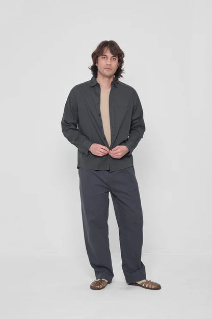 Slate Peach Fuzz Poplin Button Up