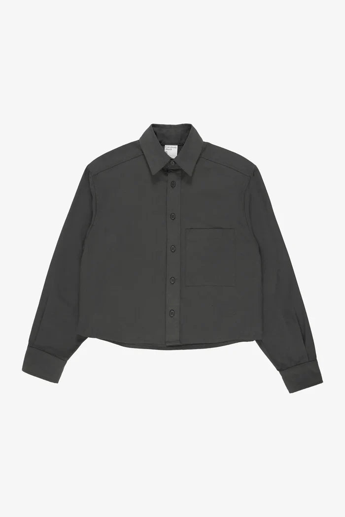 Slate Peach Fuzz Poplin Cropped Button Up