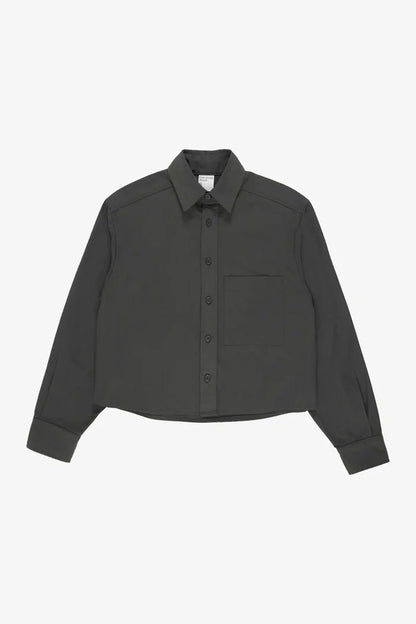 Slate Peach Fuzz Poplin Cropped Button Up