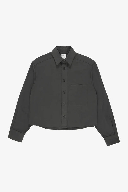 Slate Peach Fuzz Poplin Cropped Button Up