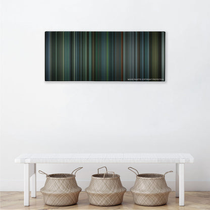 Snatch color palette canvas above a white bench with three woven baskets