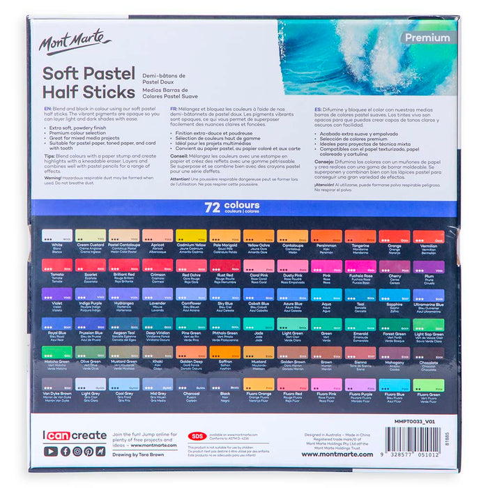 Soft Pastel Half Sticks Premium 72pc