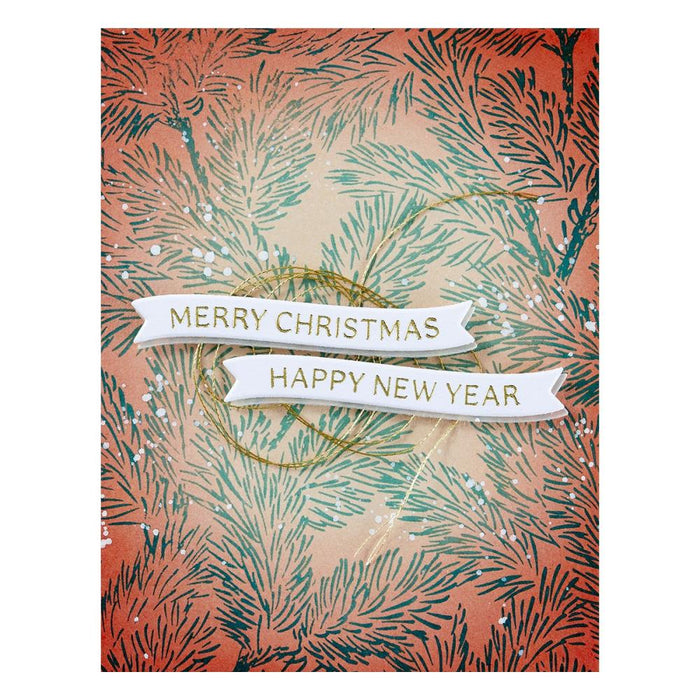 Spellbinders - BetterPress Press Plate & Die Set - Mistletoe Greetings. To save time, this set of two press plates each imprint eight fun holiday sentiments for a total of 16 greetings. Available at Embellish Away located in Bowmanville Ontario Canada. Example by brand ambassador.