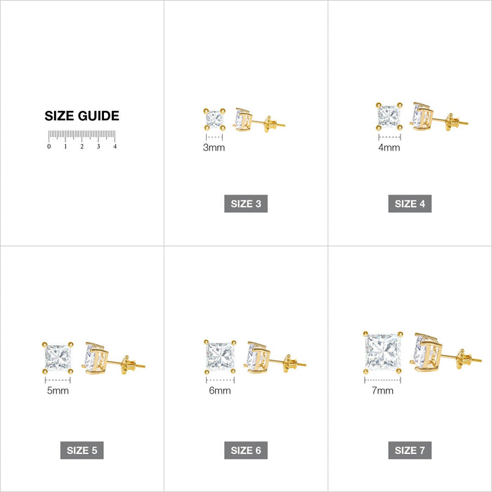 Square Cubic Zirconia Screw Back Earring Gold - ikatehouse