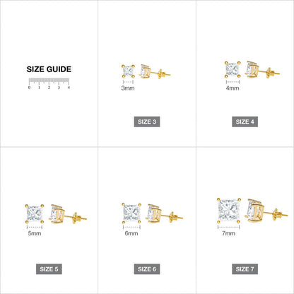 Square Cubic Zirconia Screw Back Earring Gold - ikatehouse