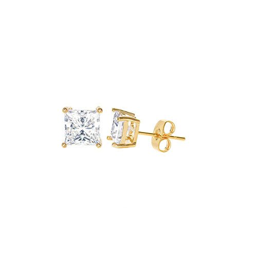 Square Cubic Zirconia Stud Earring Gold - ikatehouse