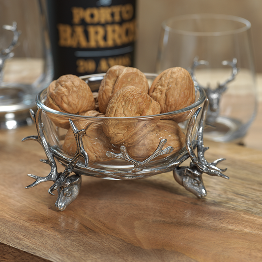 St. Anton Pewter and Glass Stag Head Bowl - Serveware by Carlyle Avenue